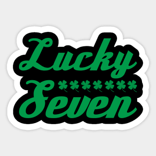 Lucky Seven Green Four Leaf Clover Design Sticker